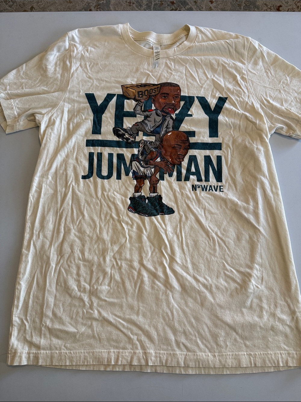 YEEZY Jumpman Graphic Tee - Cream with Teal Print